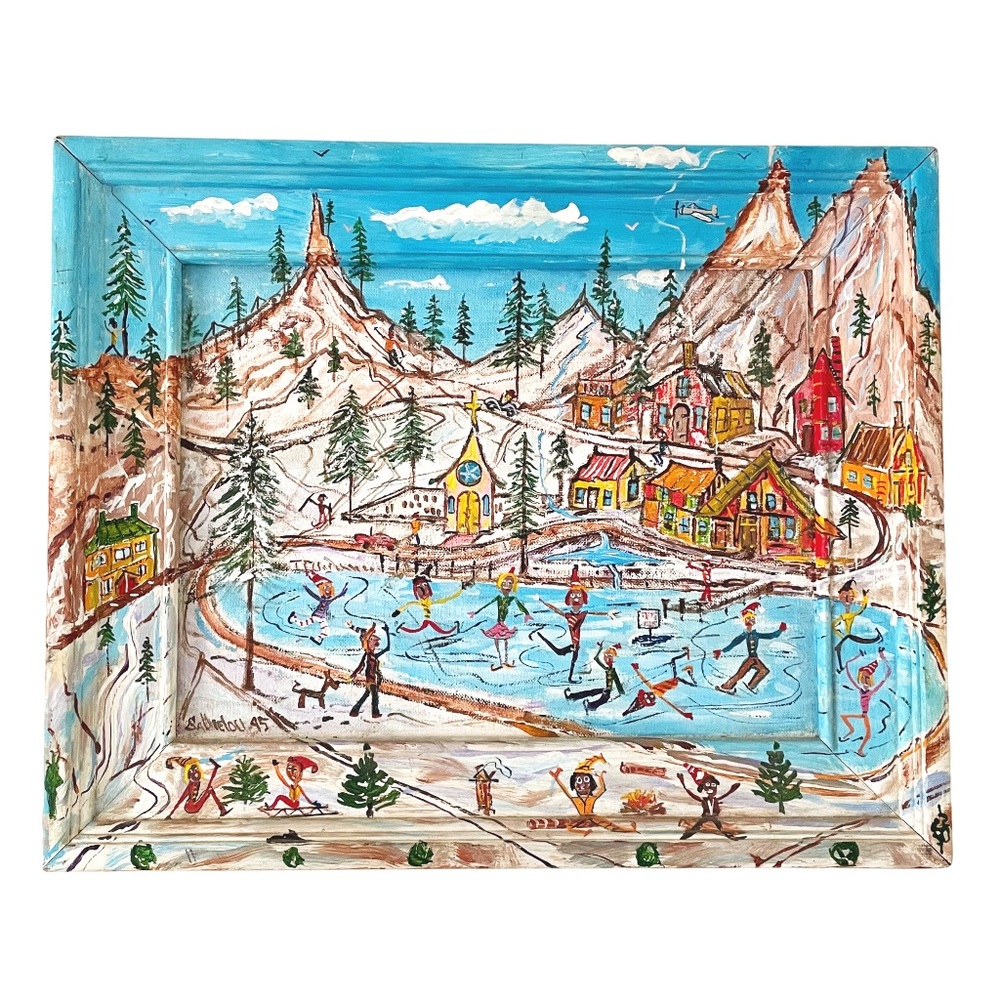 Folk Art Winter Scene by Sallie Lou P. Eakins
Fringe Art ice skating